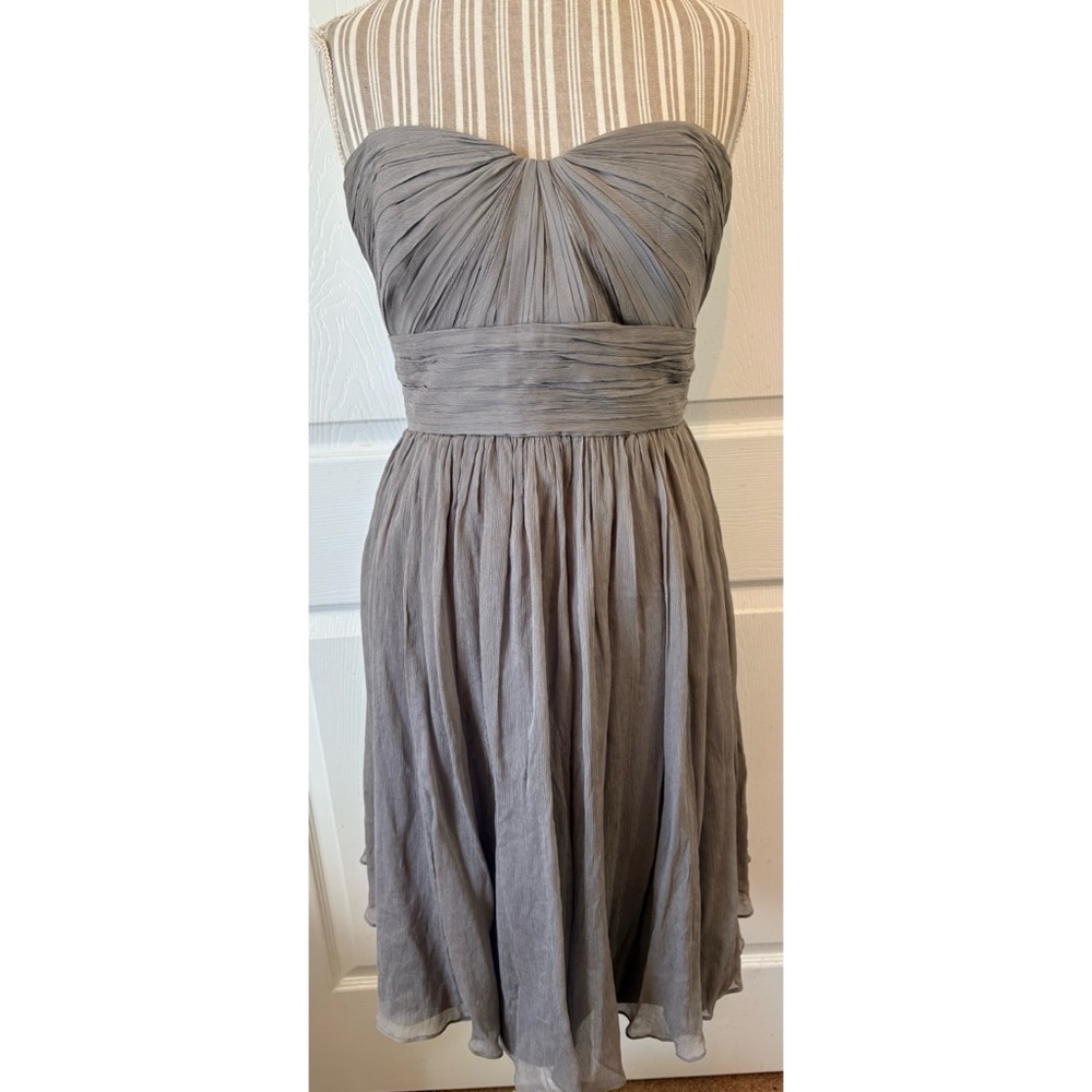 J. Crew Marbella Grey Chiffon Silk Formal Dress NWT Size 14